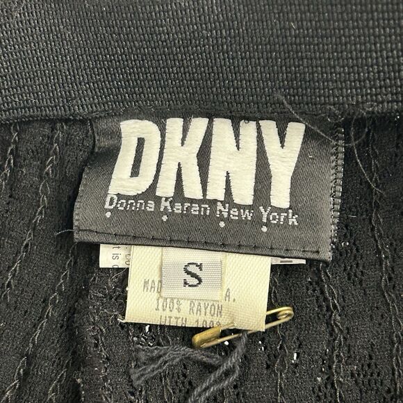 Vtg  DNKY Black Sequined Pants Stretch Size S Pull-On Party NYE Made In USA NWT - Picture 3 of 10